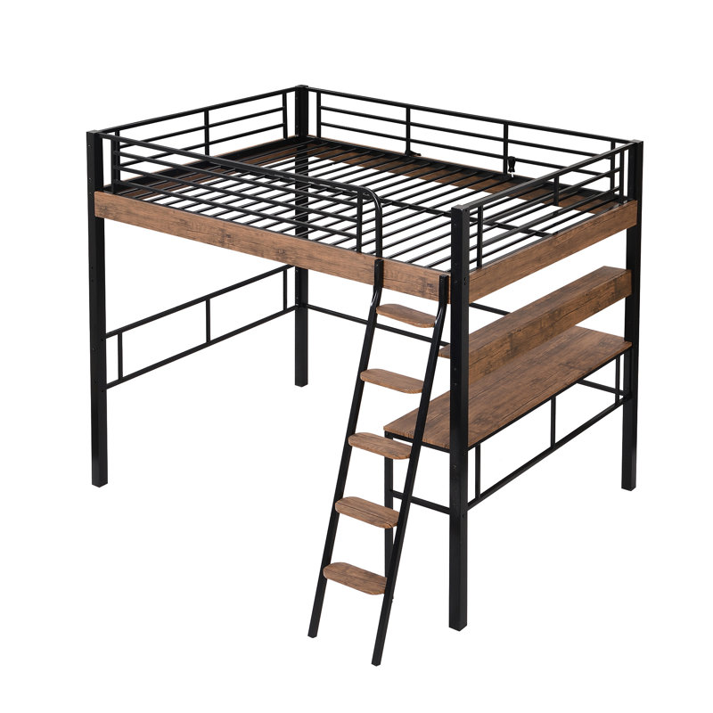 Lit mezzanine en métal avec bureau intégré