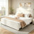 Full Size Boucle Bed Frame, Cloud Upholstered Platform Bed with Height Adjustable Headboard & Soft Rounded Corners, No Box Spring Needed, Noise Free, Easy Assembly-1273559801