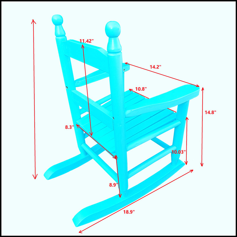 Chaise berçante d'intérieur ou d'extérieur en bois franc massif pour enfants, durable et sécuritaire pour une utilisation à long terme