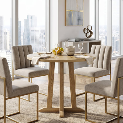 Small Round Kitchen Table with Sturdy Base, Compact Dining Table for Apartments and Small Spaces