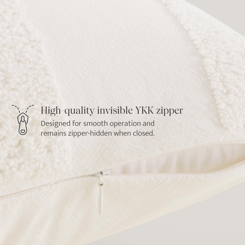 Housses de coussin décoratives touffetées à deux points 100% coton, Crème