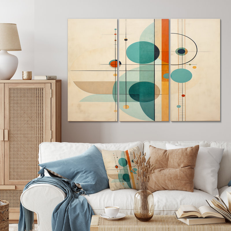 Serendipity Abstract Mid-Century Geometrics V 3 pièces, H 40 po x l 60 po x P 1 po