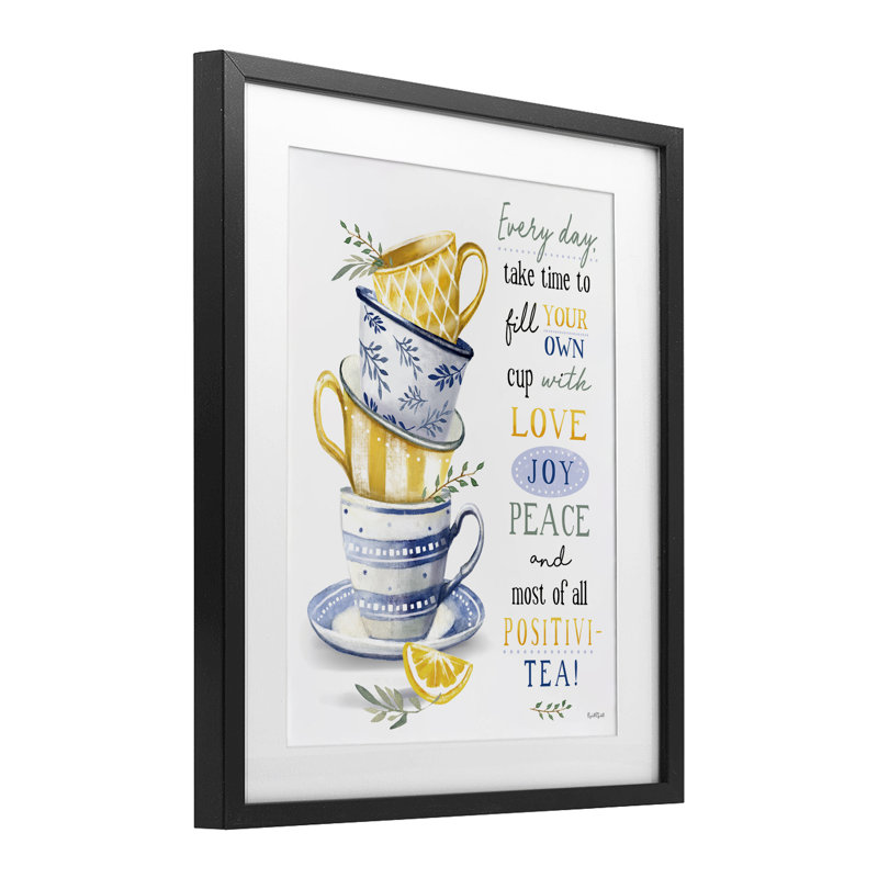 Remplissez votre tasse de thé, impression encadrée sous verre, par Elizabeth Tyndall, H 21 po x l 17 po, Cadre noir minuit