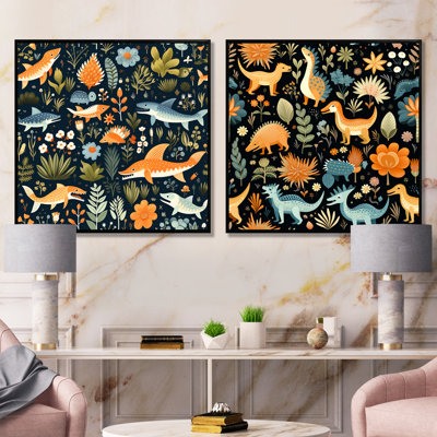 Dinosaurs Roar IV - ensemble de 2 reproductions d'art sur toile