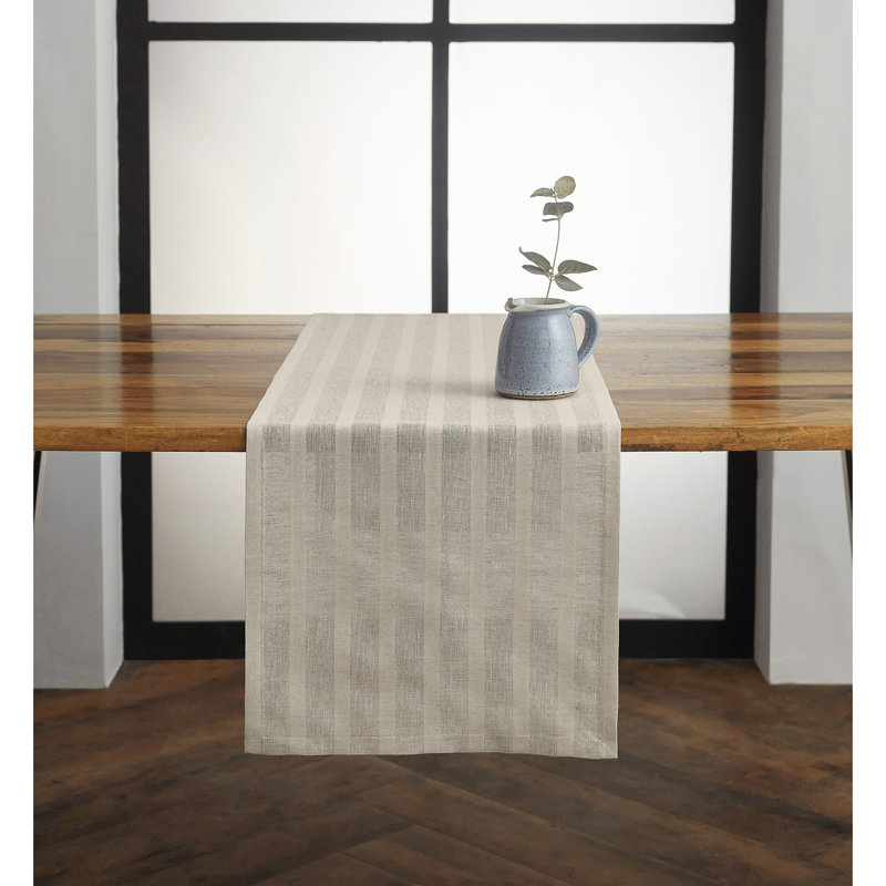 Zoe Linen Cotton Table Runner, 108" x 14", Leon Natural