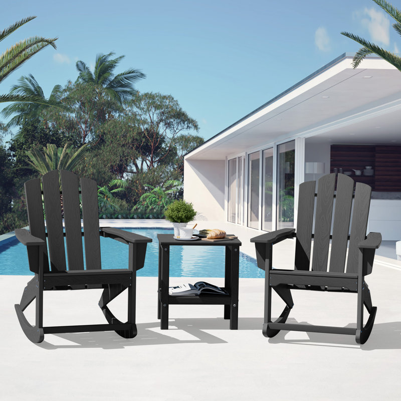 Chaises berçantes en PEHD Adirondack, Noir, noir, noir, noir