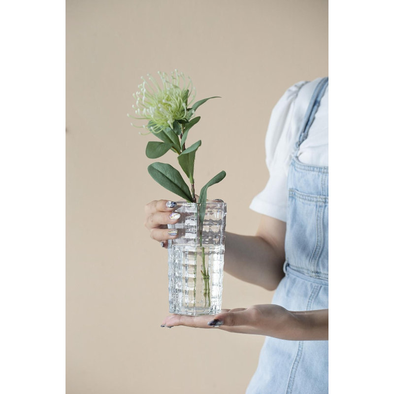 Green and Cream Plastic Protea Topiary Stems Set of 6