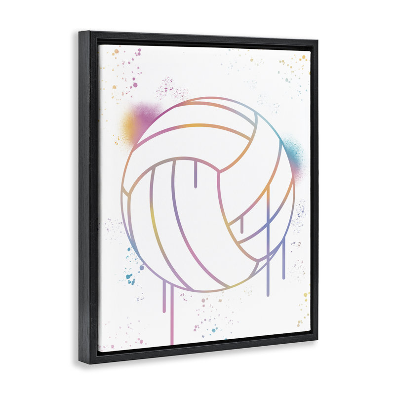 Cadre flottant Graffiti Volleyball, design par Marcus Prime, Noir, H 21 po x l 17 po