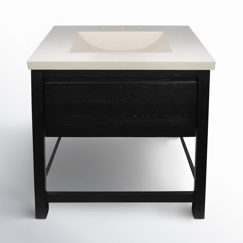 Solace 30.5" Single Bathroom Vanity Set, Pearl, Pearl, Midnight Oak