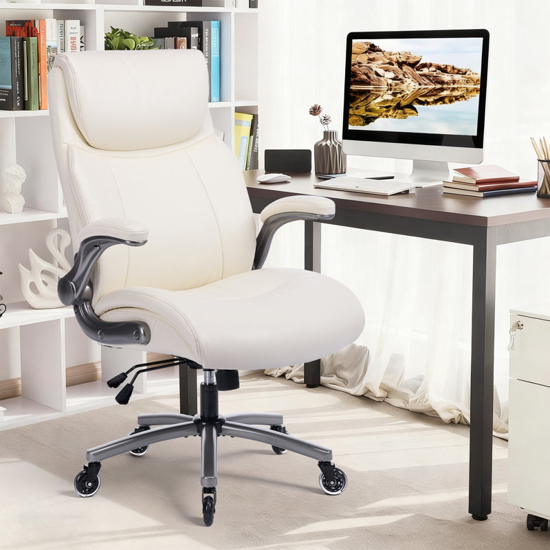 Modern Upholstered Swivel Office Chair, Beige