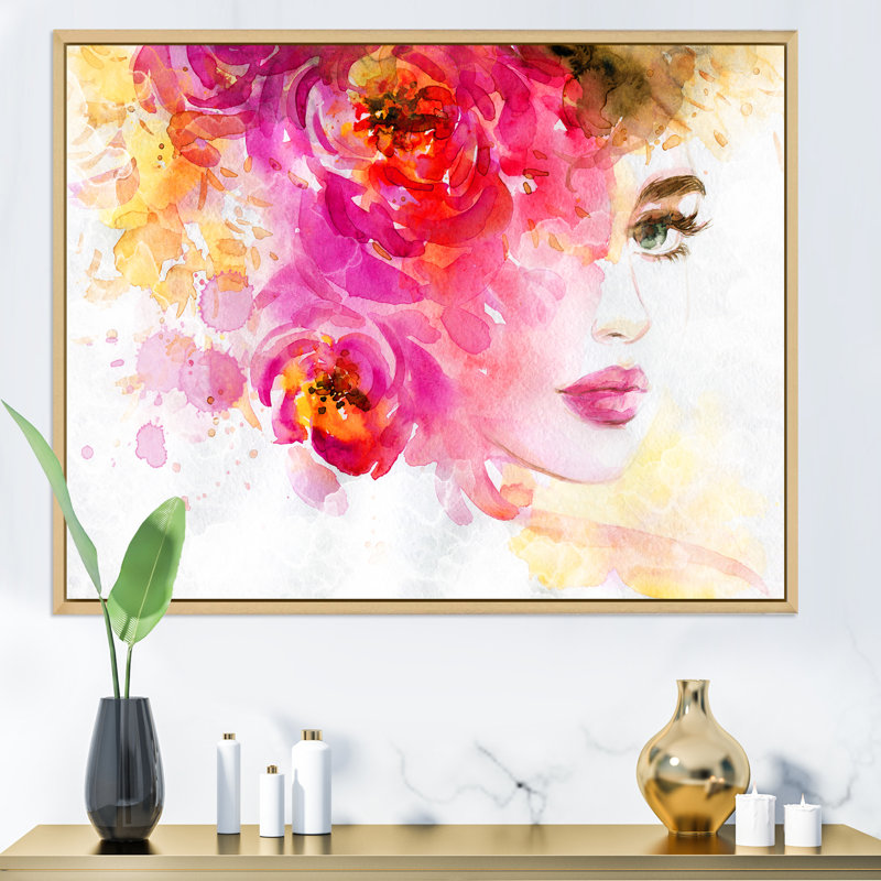 Art floral sur toile, H 30 po x l 40 po x P 1,5 po, Cadre flottant brun