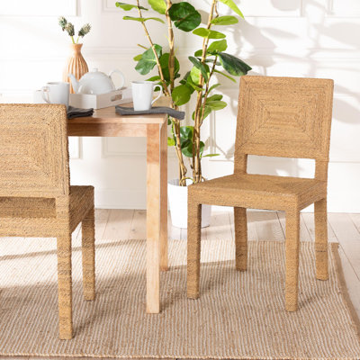 Battistini Bali & Pari Anfield Modern Bohemian Natural Seagrass And Mahogany Wood Dining Chair