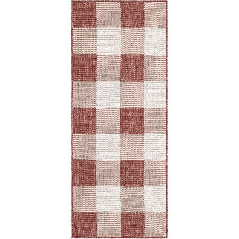 Tapis intérieur / extérieur rouge Borland, Tapis de couloir 2 pi x 5 pi 1 po