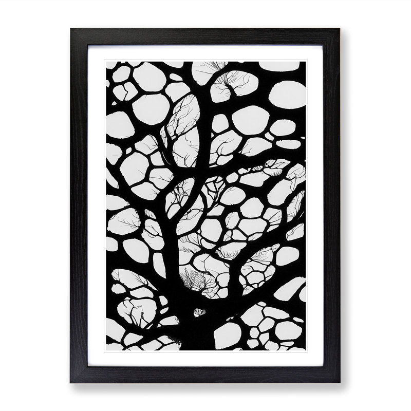 A Monochrome Tree No.6 - Single Picture Frame Print, Black Framed, 64cm H x 46cm W x 2cm D