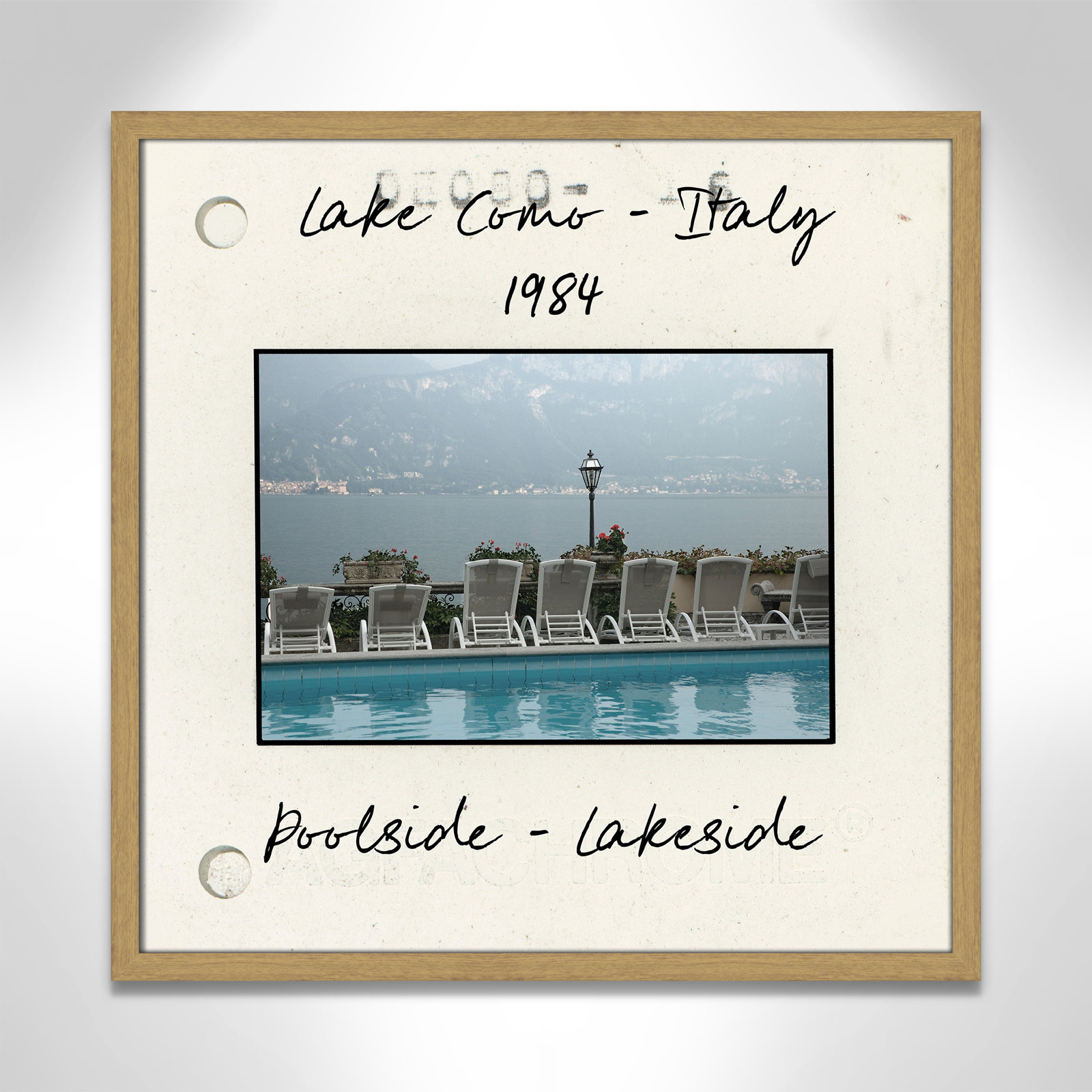 Travel Slide Collection "Lake Como, Italy" Print, Natural Single Picture Framed Paper, 23.5" H x 23.5" W x 0.75" D