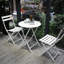 Bistro pliable à 3 terrasses en blanc - Mobilier en métal pour l'extérieur 2 chaises et table, structure