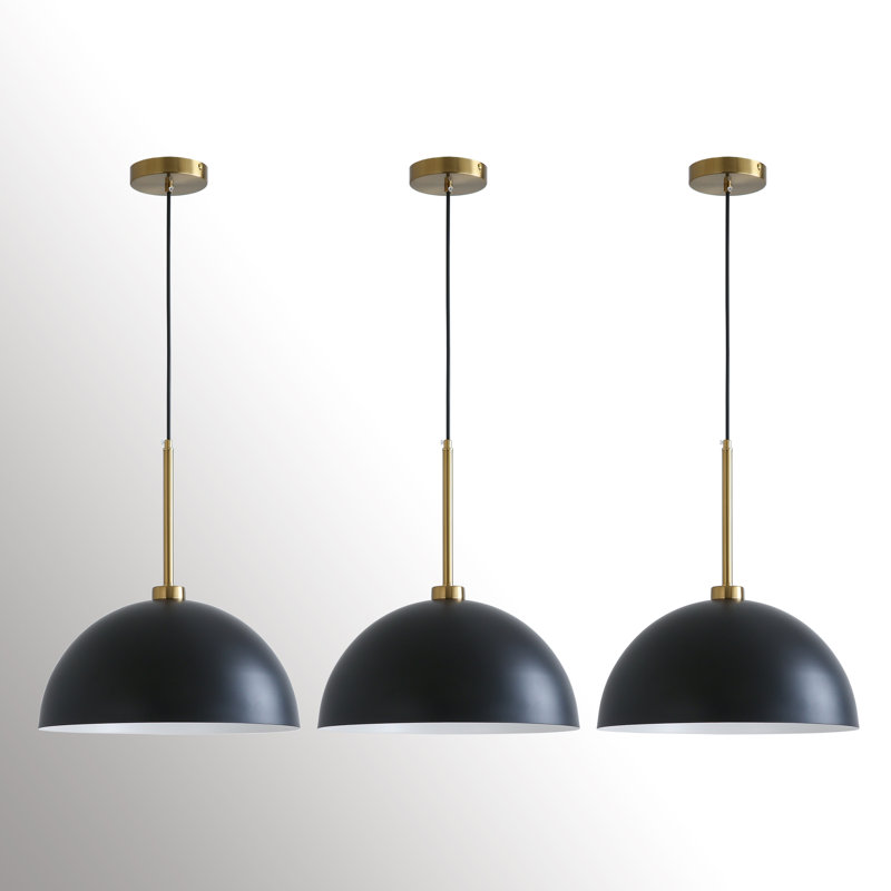 3 Pack  15 Inches Oversized Large Black Dome Pendant Light, 3