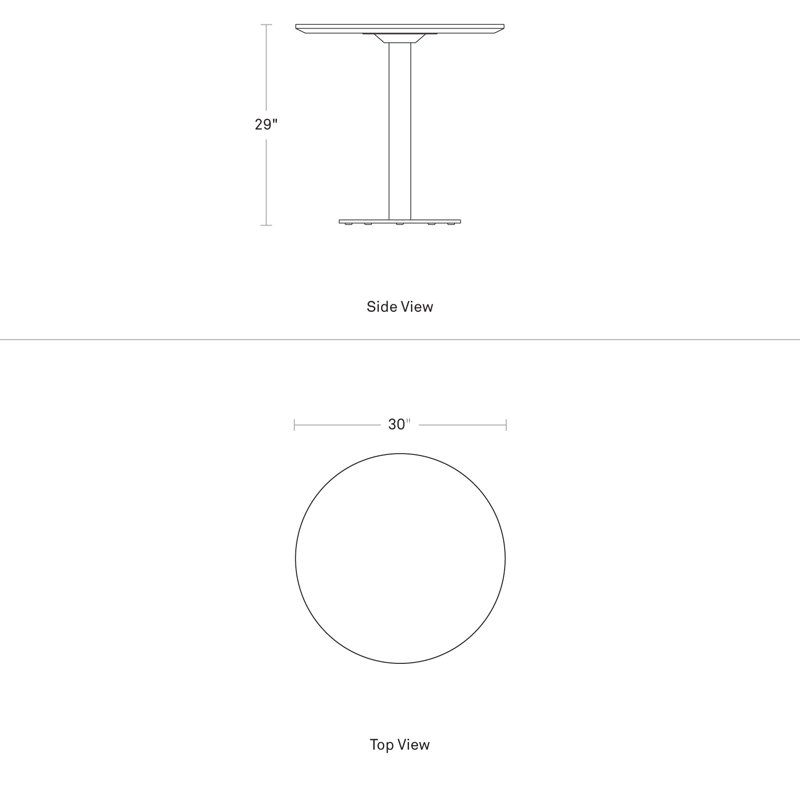 Easy Round Dining Table, Matte Black, 29" H x 30" W x 30" L, White Oak