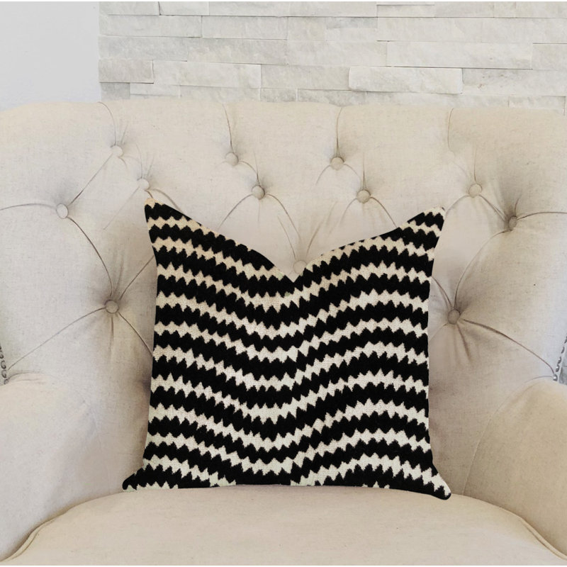 Coussin de luxe à franges jaggué, 18 po x 18 po, Coussin décoratif