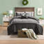 Gray Cal King Bedding Sets, Faux Suede And Polyester, Rustic Style