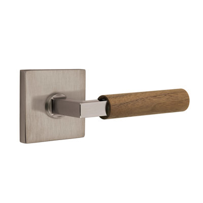 Ensemble de leviers d'intimité Emtek Select avec rosette carrée et tige carrée en L, poignée en noyer foncé (CF)
