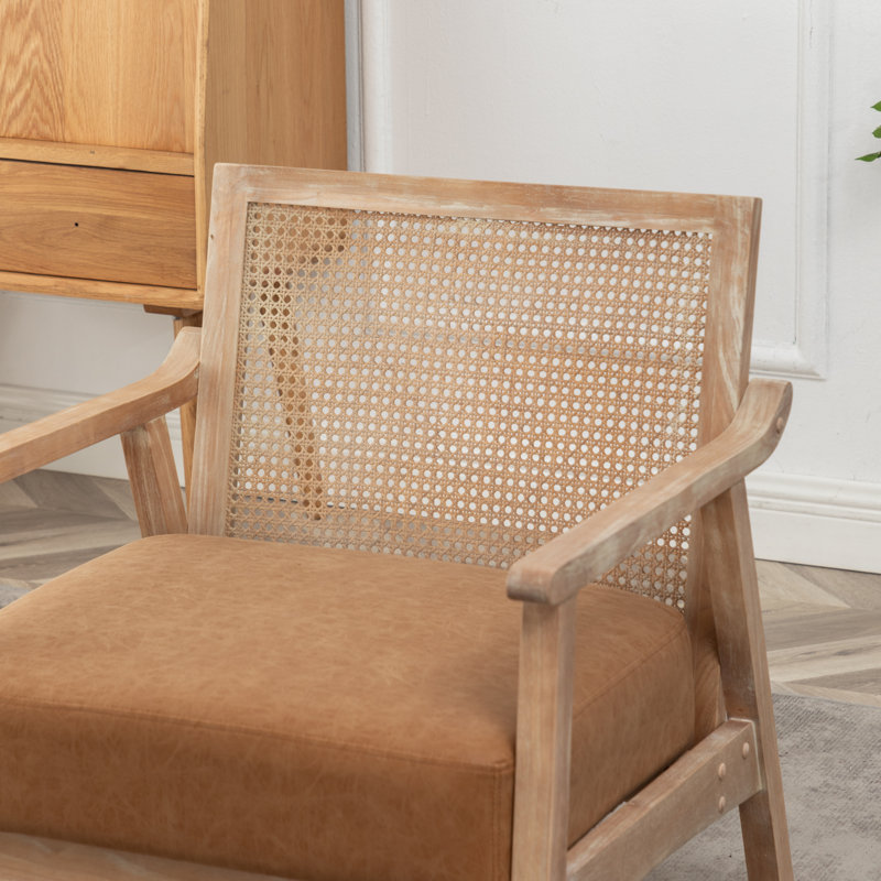 Fauteuil en polyester de 27 po Nicki, Simili-cuir brun rétro