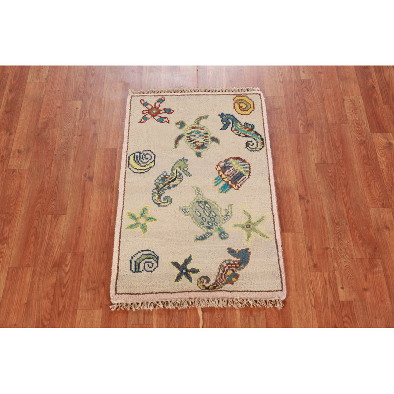 Tapis oriental animaux en laine Art Deco 2x3