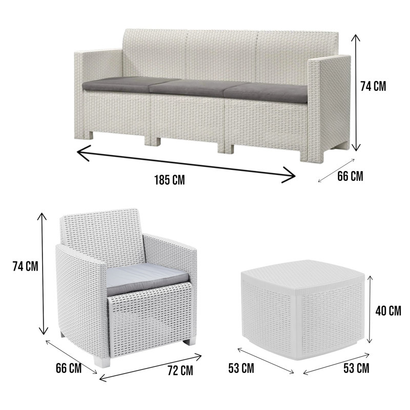 Alinda Rectangular 2 - Person 66cm L Outdoor, White