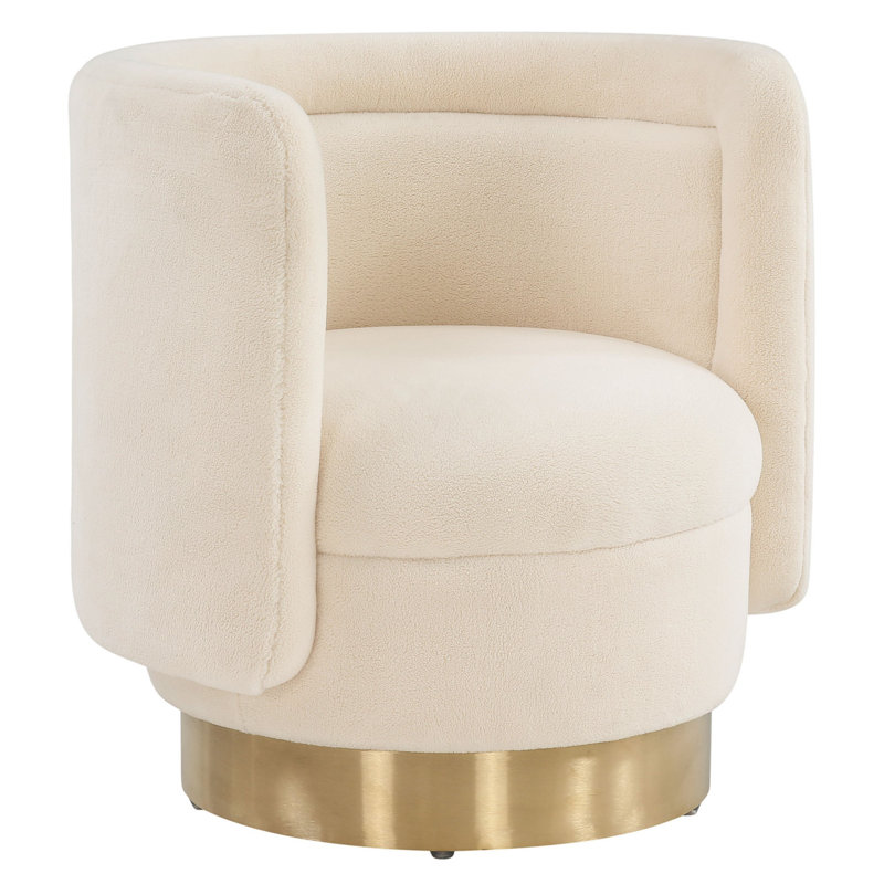 Ivory Gold 32" Swivel Accent Chair with Wood Base