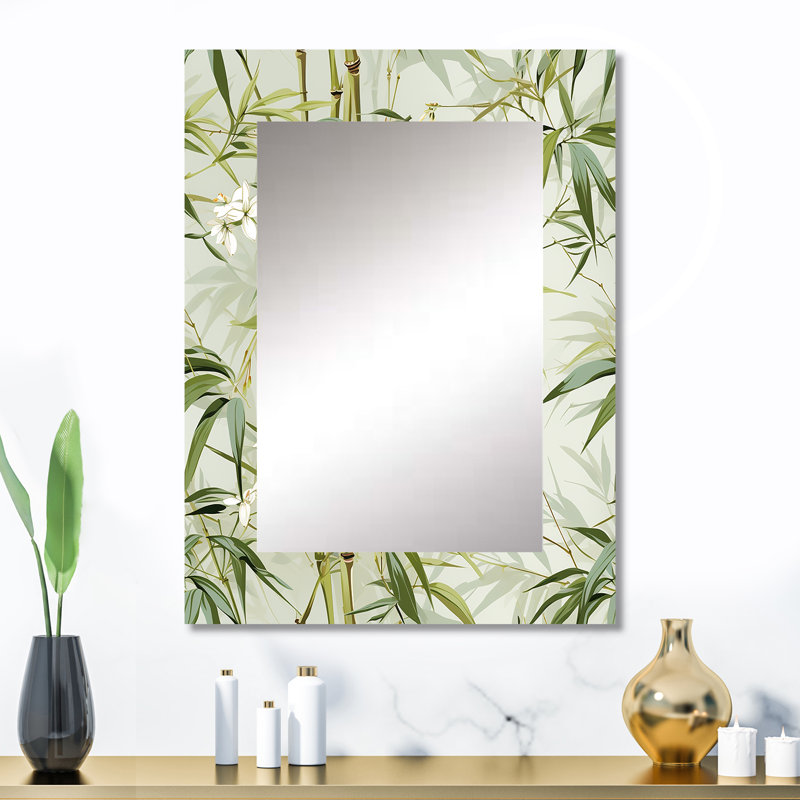 Asharee bambou Zen motif tropical - miroir mural unique tropical, botanique, miroir floral, art imprimé en métal