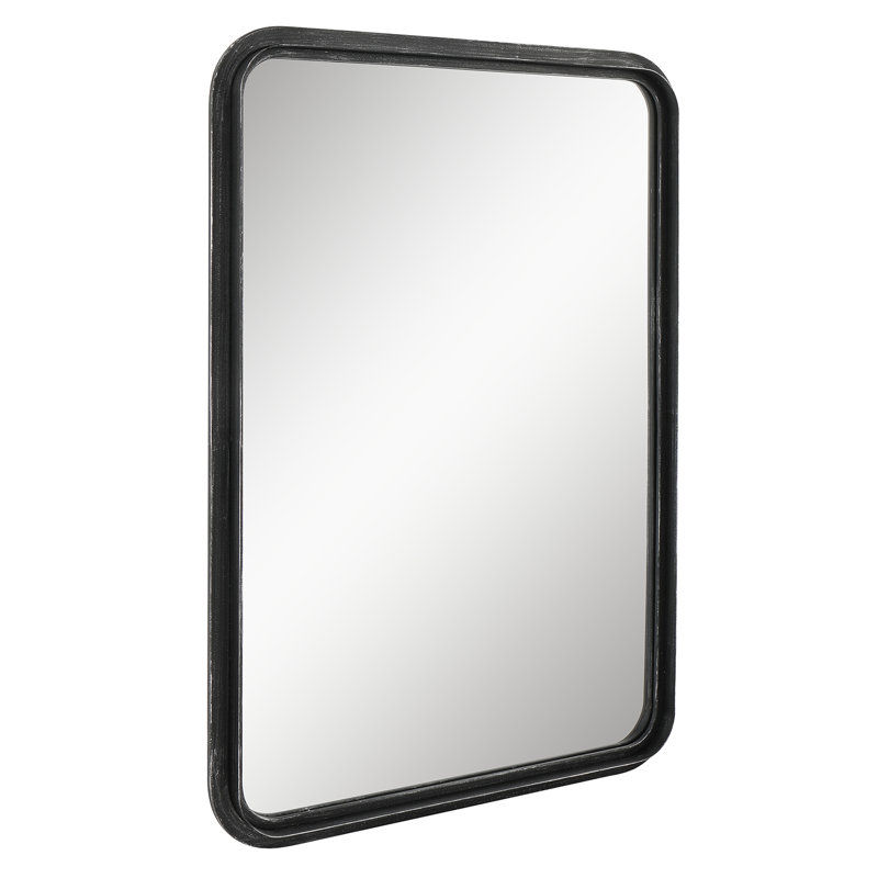 Edhem Metal Rectangle Wall Mirror, Grey Black