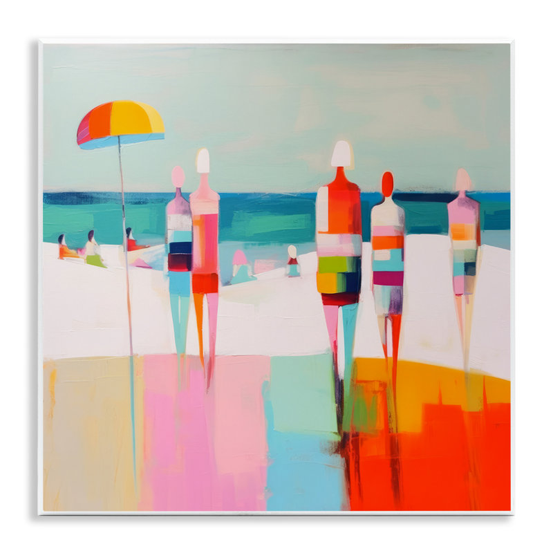 Art mural audacieux "Beachgoers" moderne par Alonzo Saunders