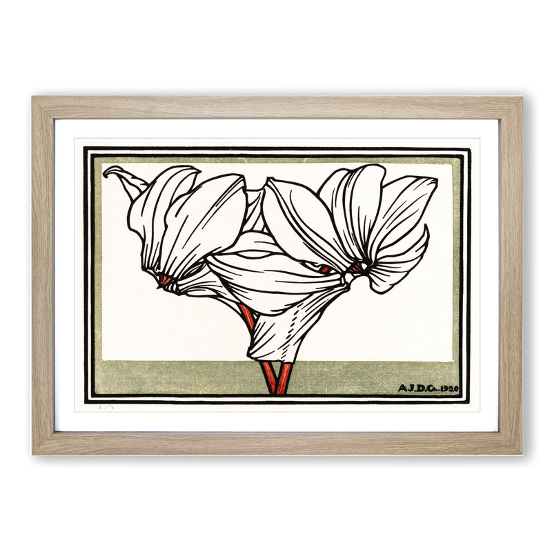 Cyclamen Flowers by Julie De Graag - Picture Frame Painting, Oak Framed, 27cm H x 36cm W x 2cm D