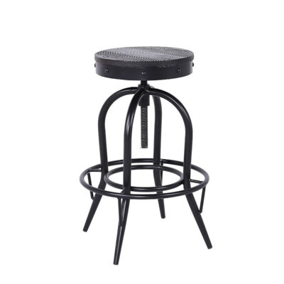 Tabouret réglable avec plateau rond en bois