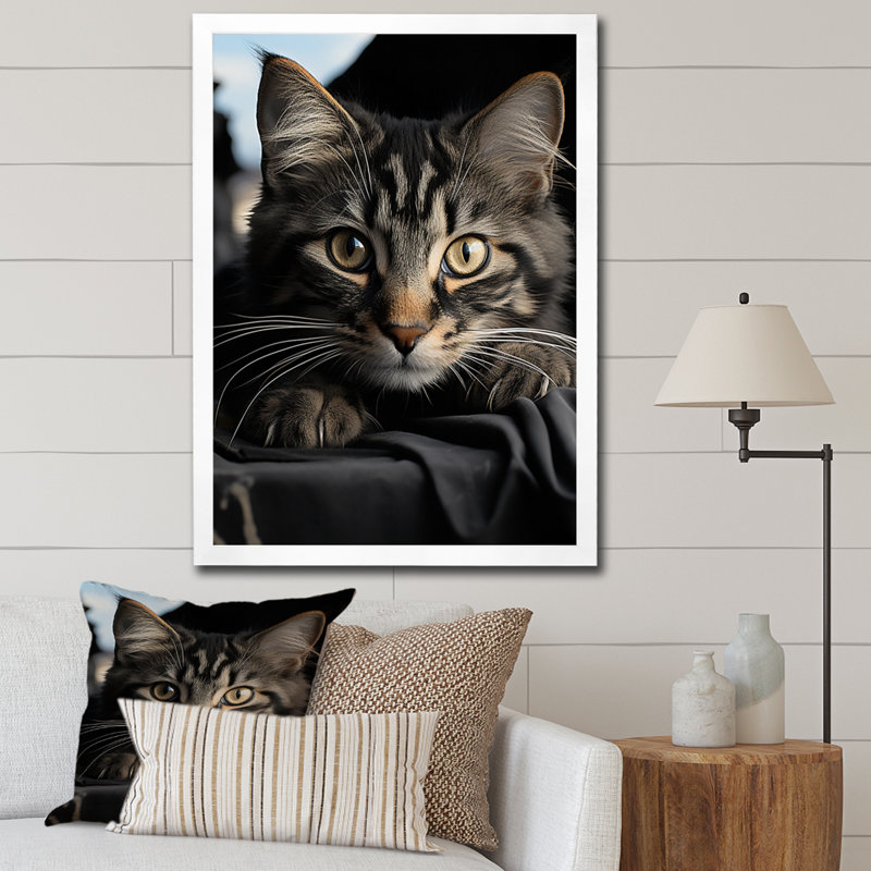 Portrait de chat Atascosa IV - reproduction, Cadre photo blanc, H 40 po x l 30 po x P 1,5 po