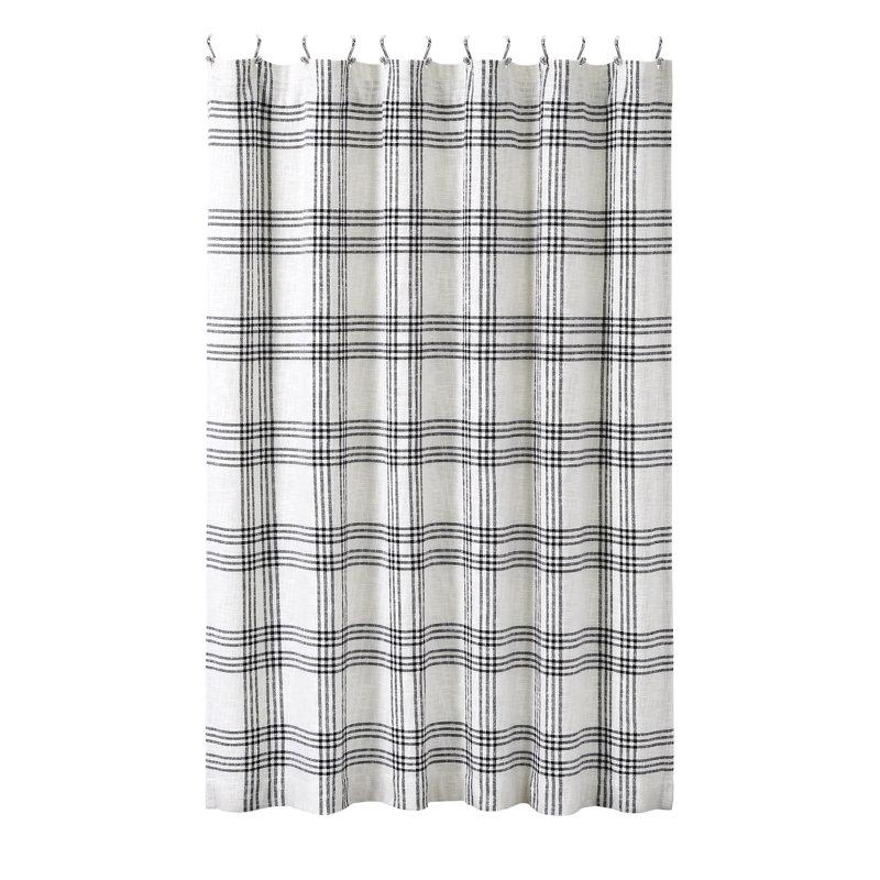 Cohin Cotton Plaid Shower Curtain, Black