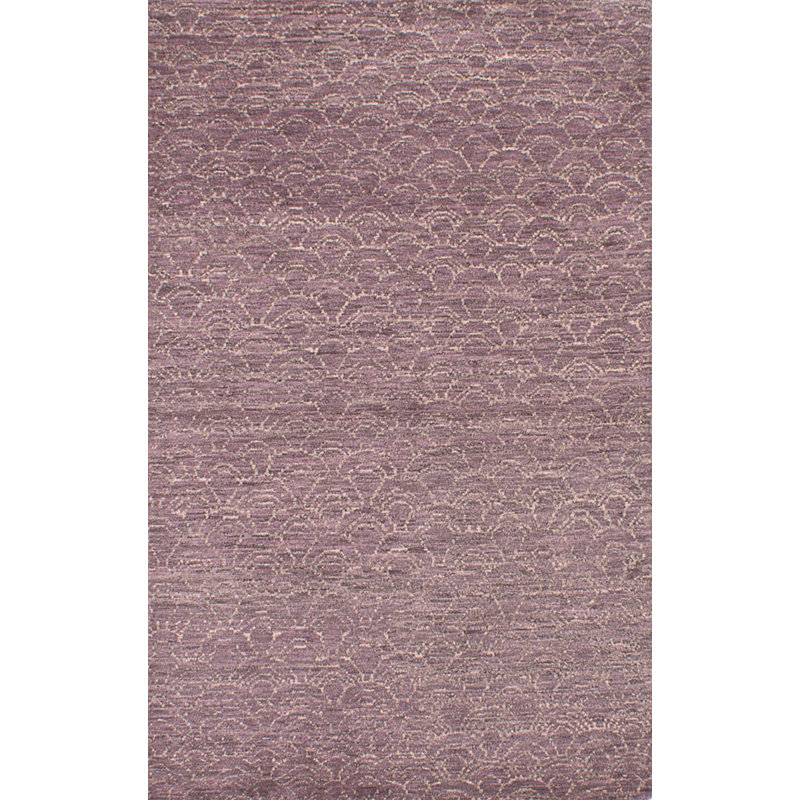 Tapis unique en laine noué à la main mauve de 4 pi 10 po x 7 pi 9 po Theodora