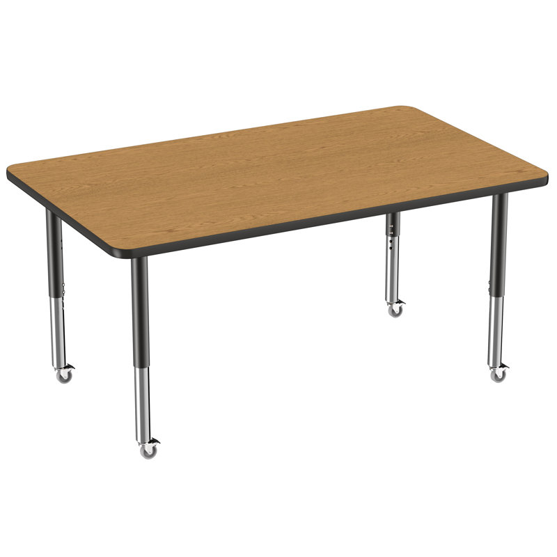 Table d'activité rectangulaire à hauteur réglable en forme de T, Super, Érable / érable / noir, 36 po x 60 po