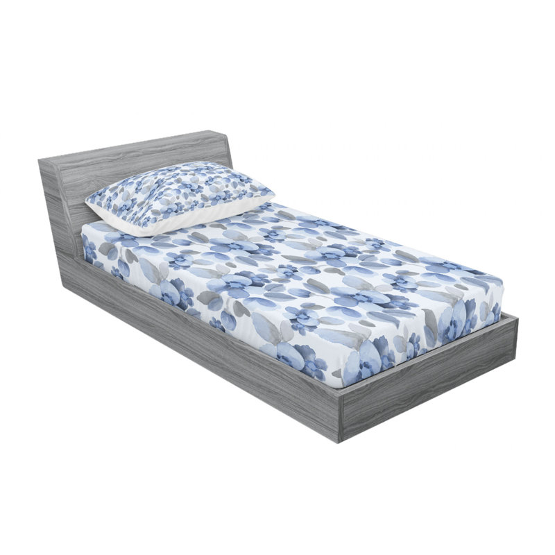 Microfiber Floral Sheet Set, Twin Sheet Set with 1 Pillowcase, Floral 1