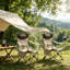Lot de 2 chaises de camping pliantes pour l'extérieur avec poches latérales et porte-gobelet