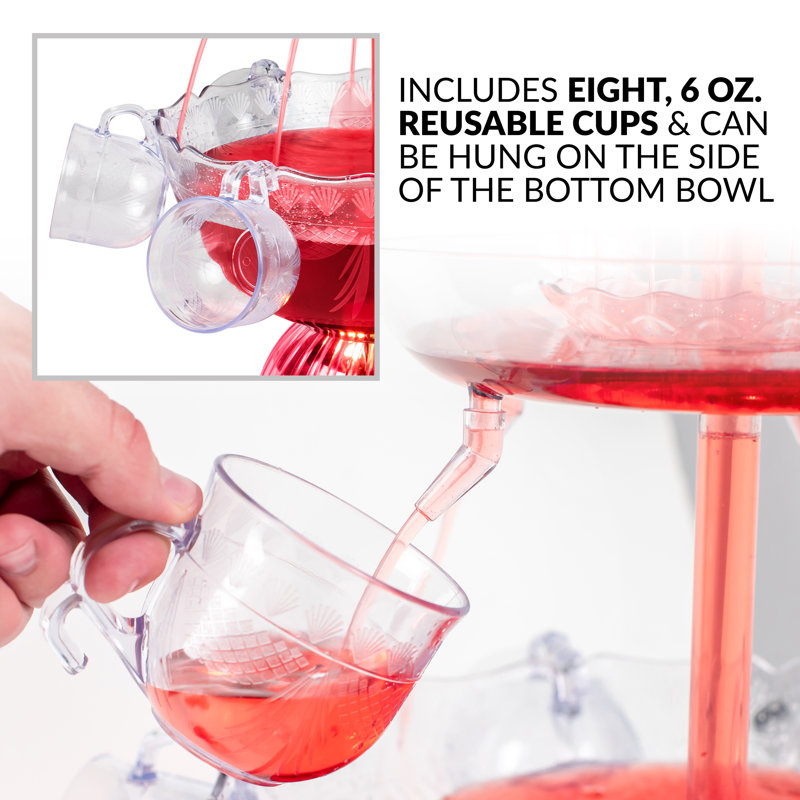 Nostalgia 3-Tier Lighted Party Fountain, Holds 1.5 Gallons, LED Lighted Base, Includes 8 Reusable Cups
