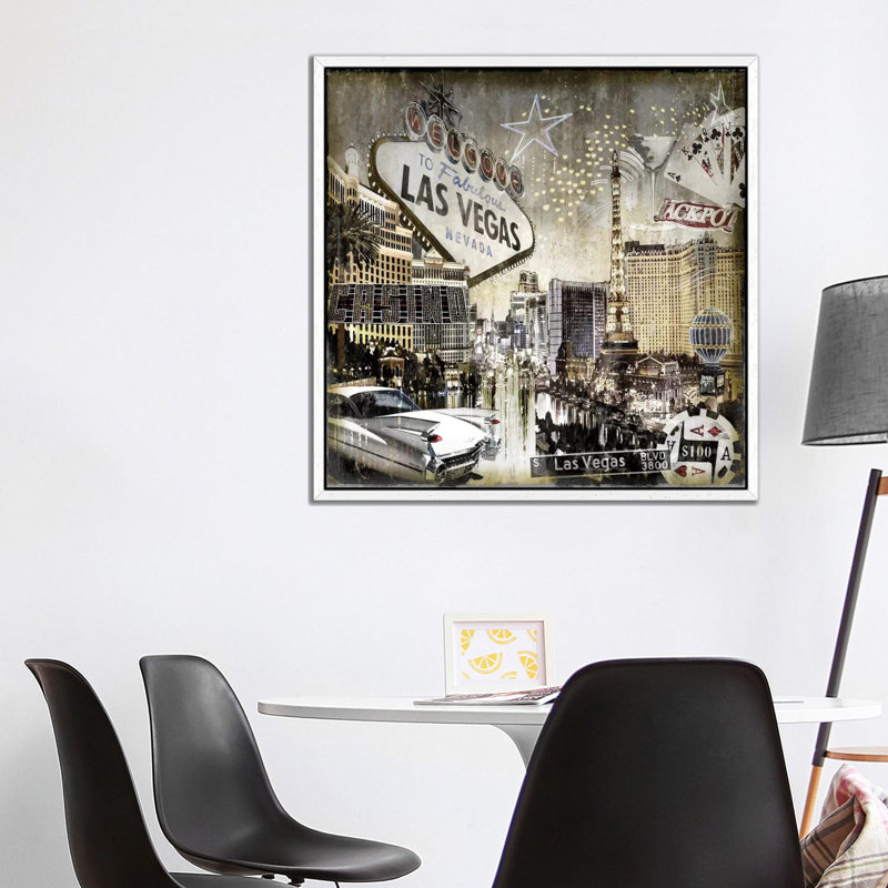Las Vegas by Dylan Matthews - Single Picture Frame Print on Canvas, 93.98 cm H x 93.98 cm W, White Framed