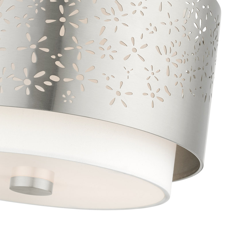 Plafonnier semi-encastré cylindrique à 2 lumières Bevil, Nickel brossé