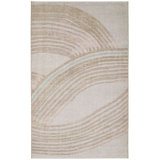 Crescent Rug: Modernist Hand Knotted Rug in Ivory/Taupe