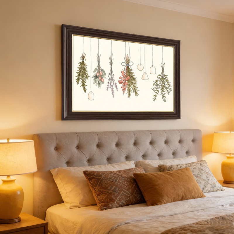 Antique Gold Framed，Canvas Wall Art for Living Room, Bedroom, Office or Entryway – Decorative Wall Decor with Herbal Bouquet