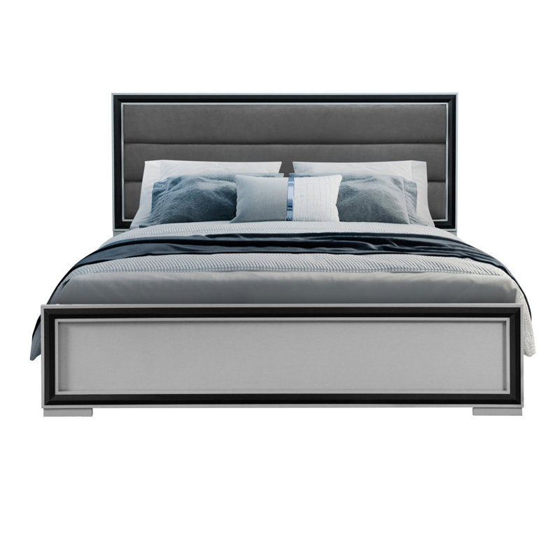 Amelia Grey-black Queen Bed With Led
