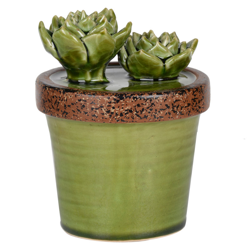 Figurine verte en céramique Echeveria