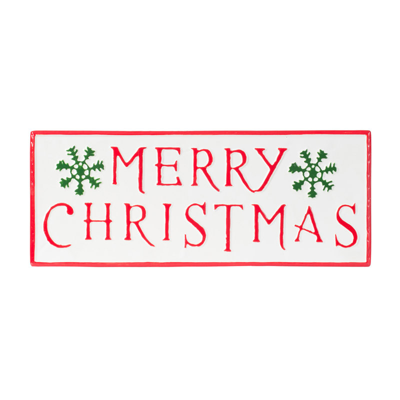S/2 22.5X9" White Tin Wall Sign