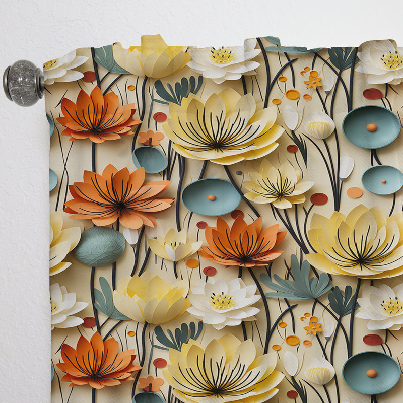 Mod Botanical Allure I - Rideau Mid-Century - Rideau géométrique obscurcissant - 1 panneau, L 52 po x L 90 po