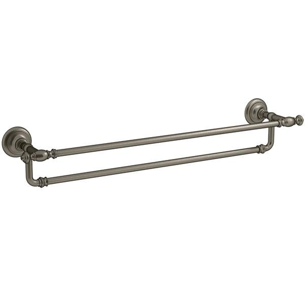 Double barre à serviettes murale 24 po Artifacts, Nickel rétro